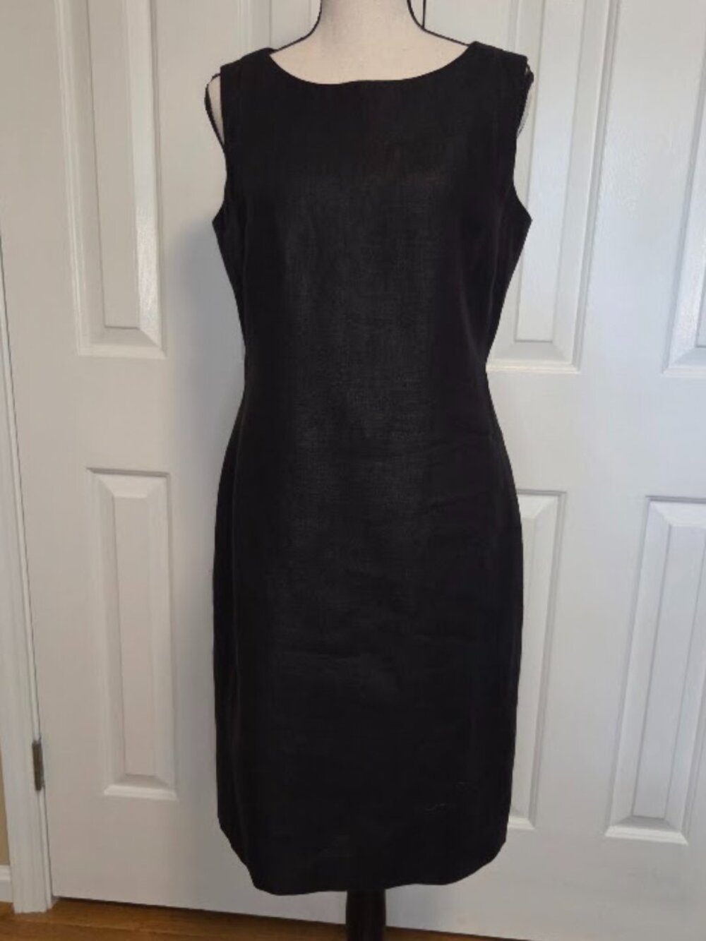Talbots Heritage Pure Irish Linen Sheath Dress Black Sleeveless Size 4